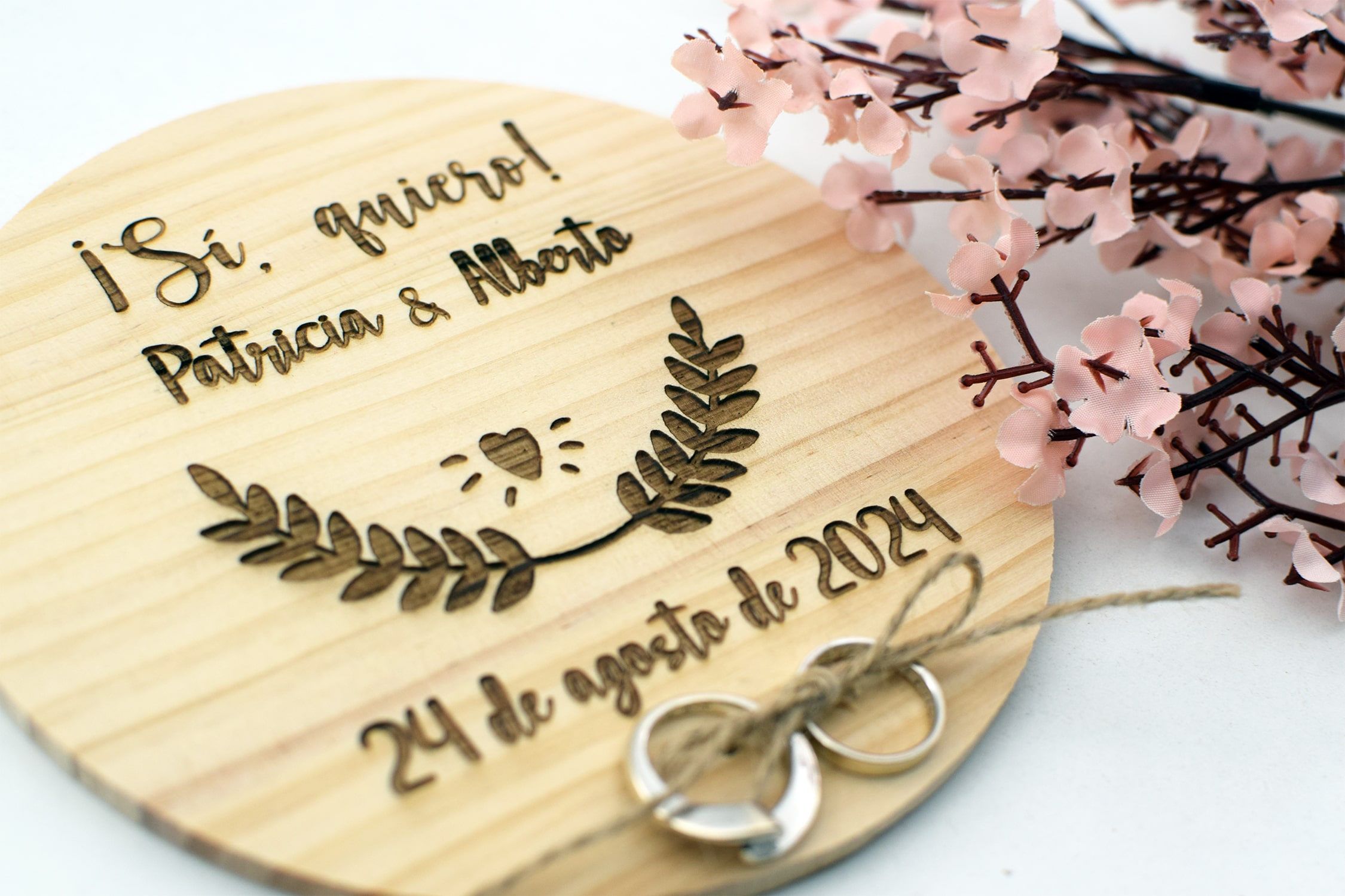 Porta anillos madera personalizado